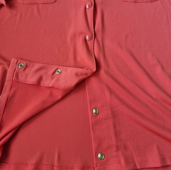 Jones New York Signature Orange 3/4 Length Sleeves Flowy Top - Picture 4 of 8